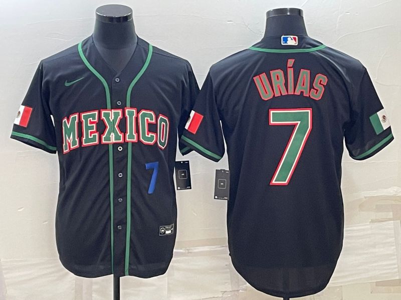Men 2023 World Cub Mexico #7 Urias Black Nike MLB Jersey2